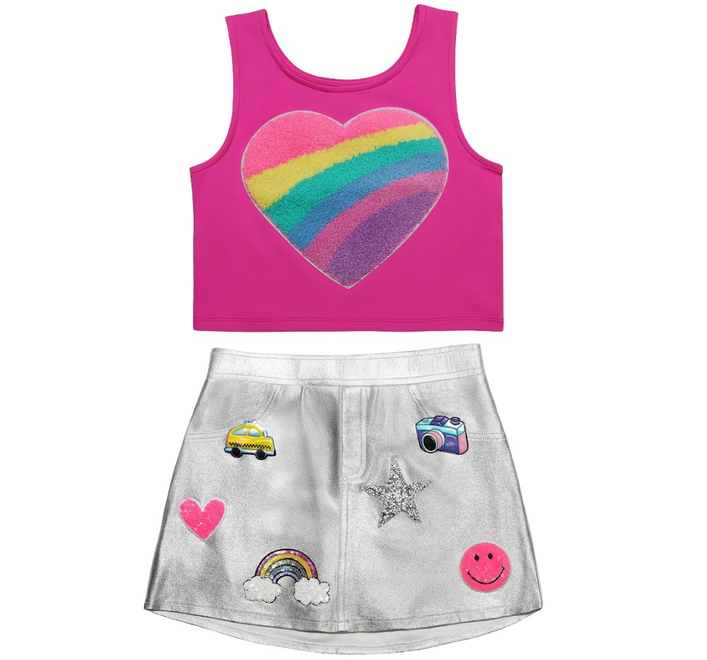 Heart Tank Pink & Icon Skort Silver