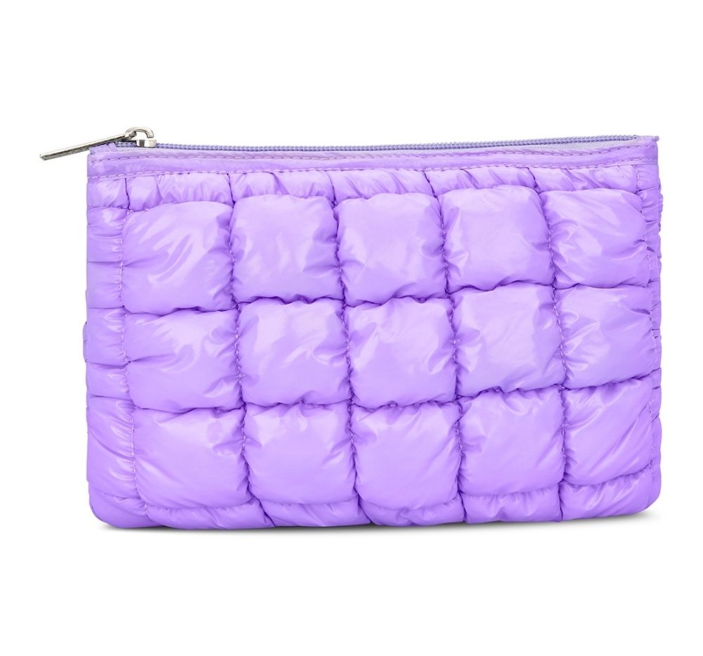 Lavender Shiny Puffer Pouch