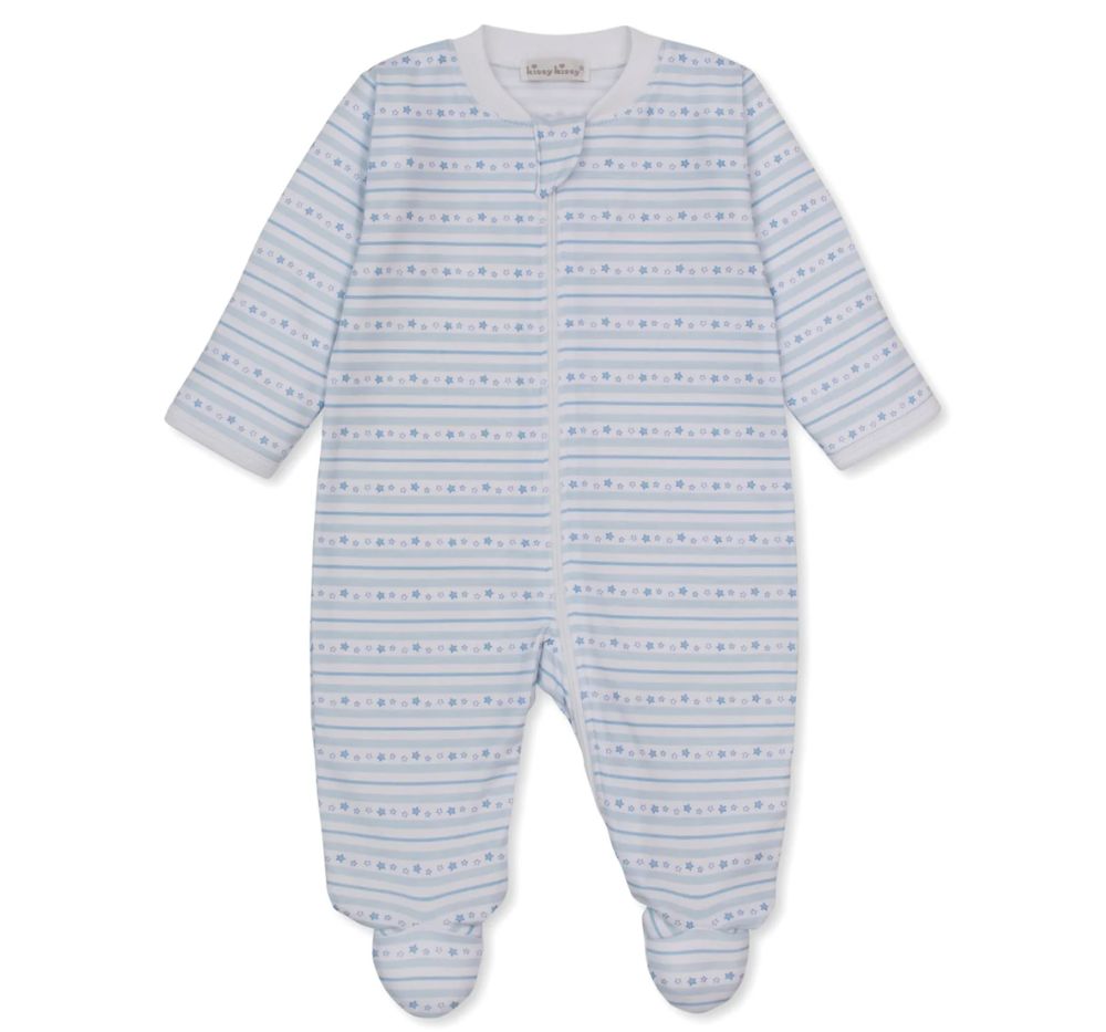 Footie W-Zip PRT Starry Stripes Lt. Blue