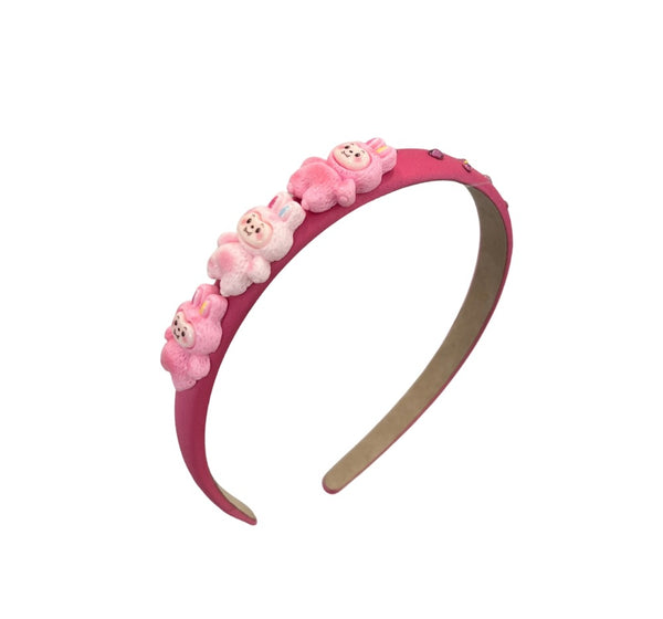 Bu Charm Crystallized Thin Satin Headband Pink