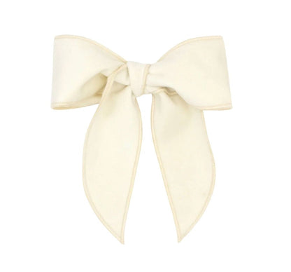 Medium Velvet Fabric Bow Antique White