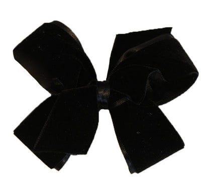 Medium Velvet/Satin Overlay Bow Black