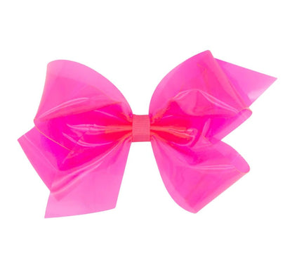 Medium Wee Splash Vinil Bow Hot Pink Neon