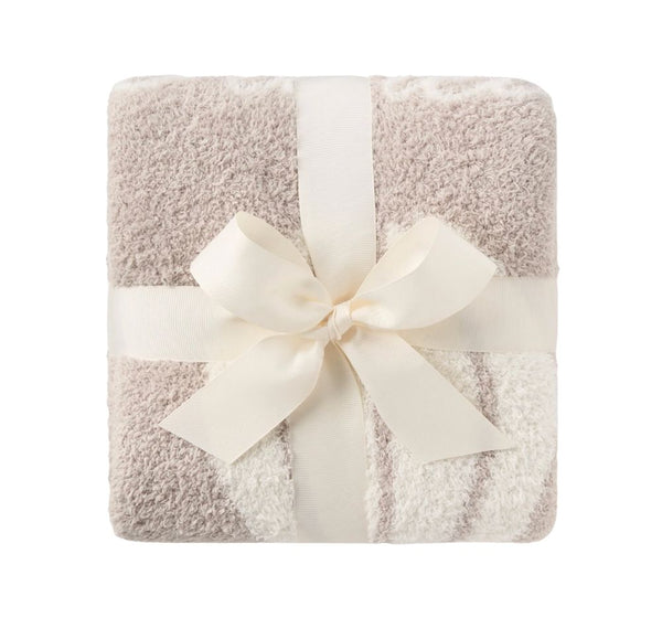 Taupe Chenille Knit Hot Air Balloon Blanket