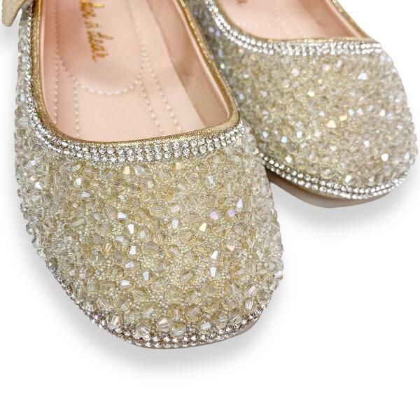 Bead Stone Flat Shoes Lt. Gold Small