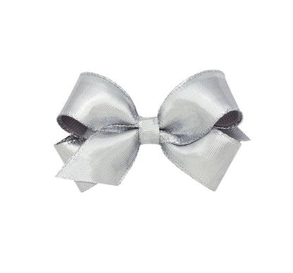 Mini Metallic Lame O/L Bow Silver