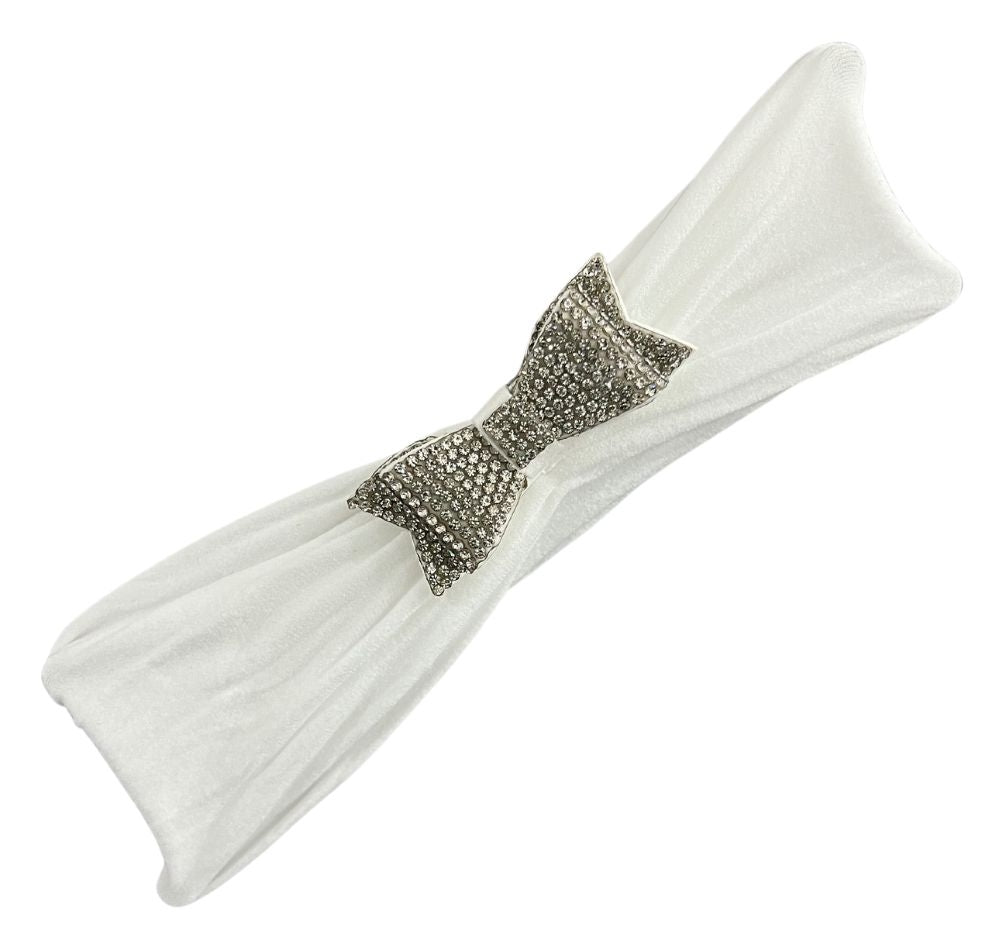 Small Double Crystal Bow White On Stocking White