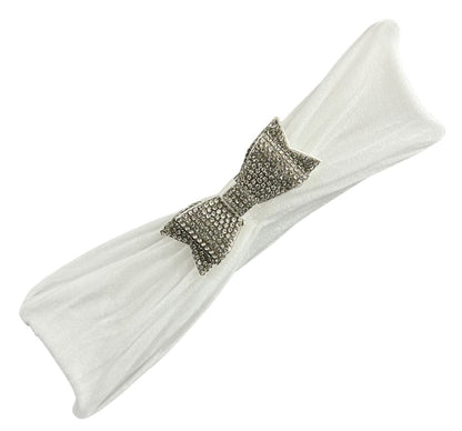 Small Double Crystal Bow White On Stocking White