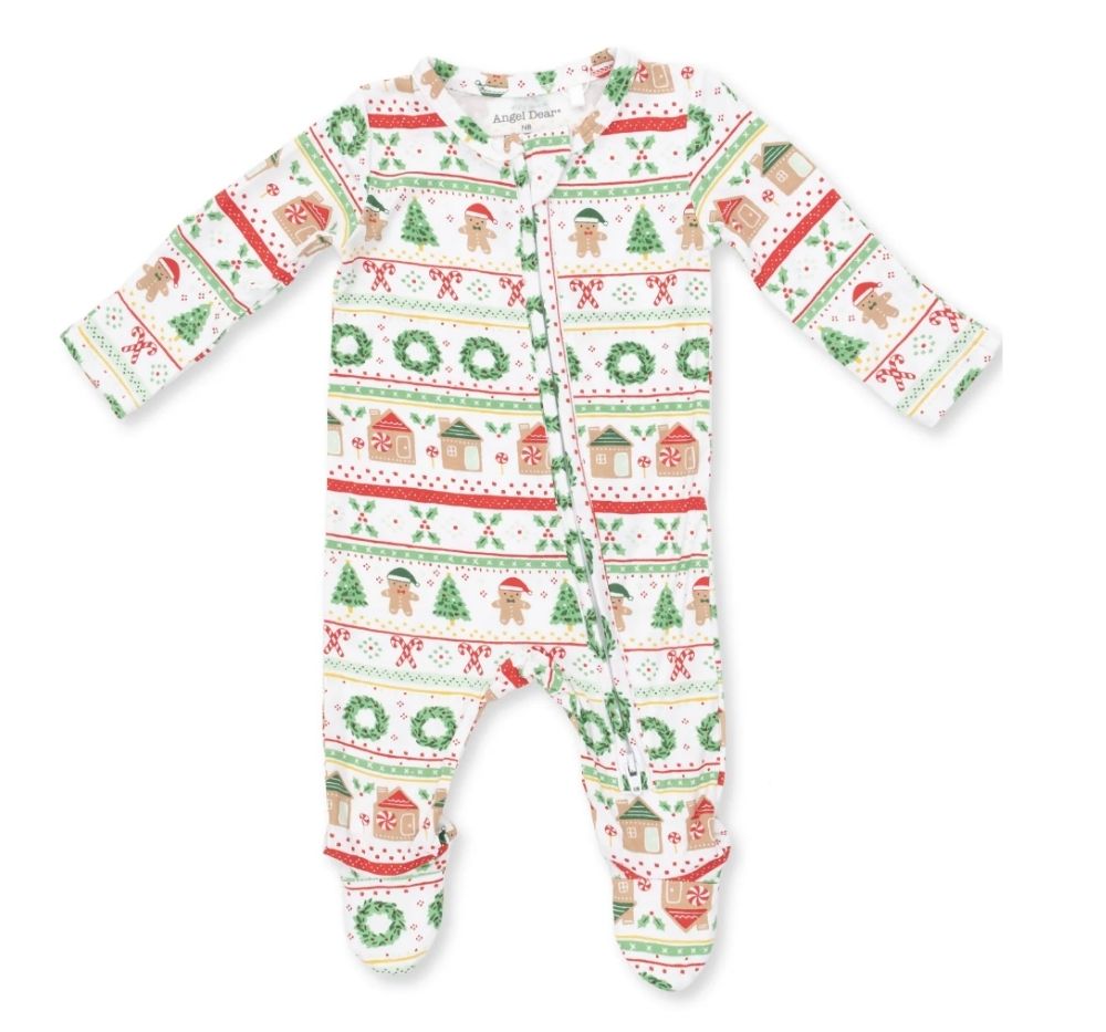 Gingerbread Fair Isle Uni 2 Way Zipper Footie