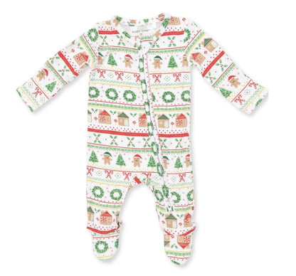 Gingerbread Fair Isle Uni 2 Way Zipper Footie