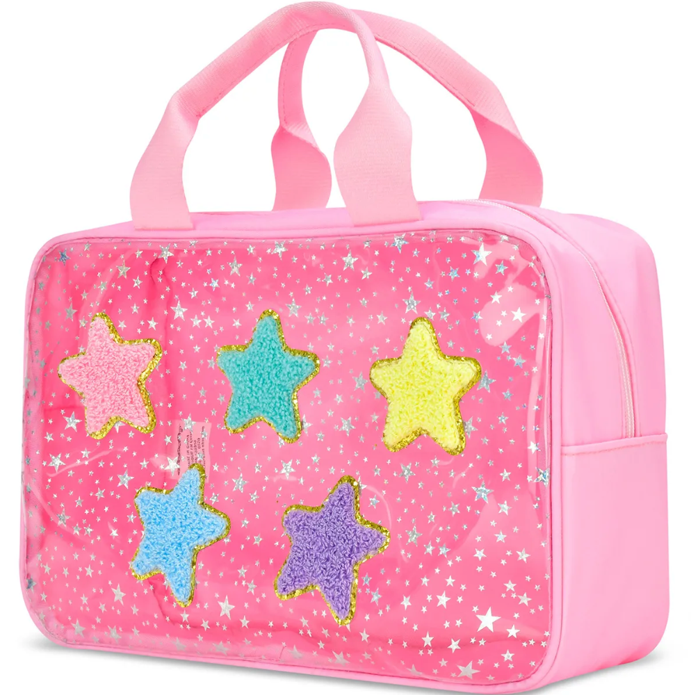 Pink Star Large Cosmetic Bag
