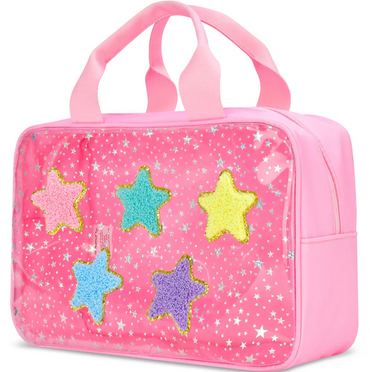 Pink Star Large Cosmetic Bag