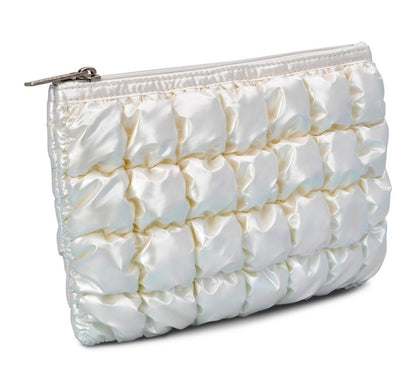 Pearl White Shiny Puffer Pouch