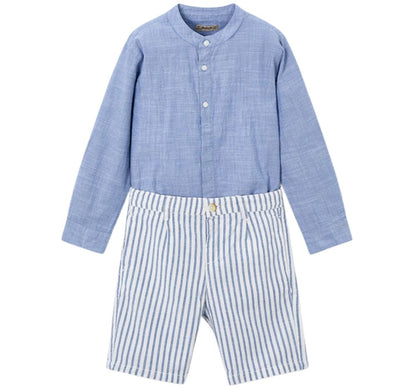 Conjunto Bermuda Lino Suiting Añil