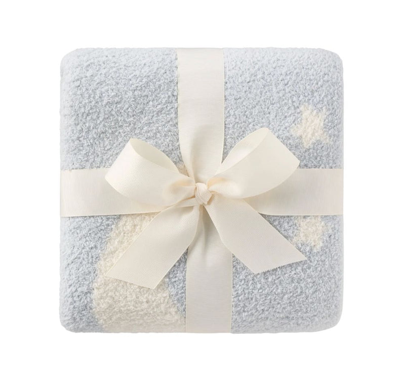 Pale Blue Chenille Knit Celestial Blanket