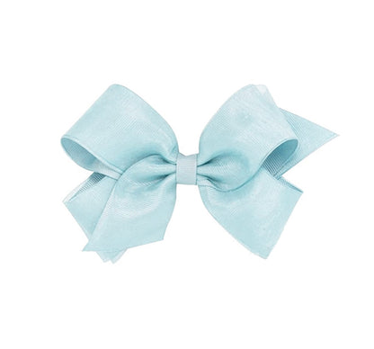X-Small Organza/Gro Overlay Bow Blue Vapor