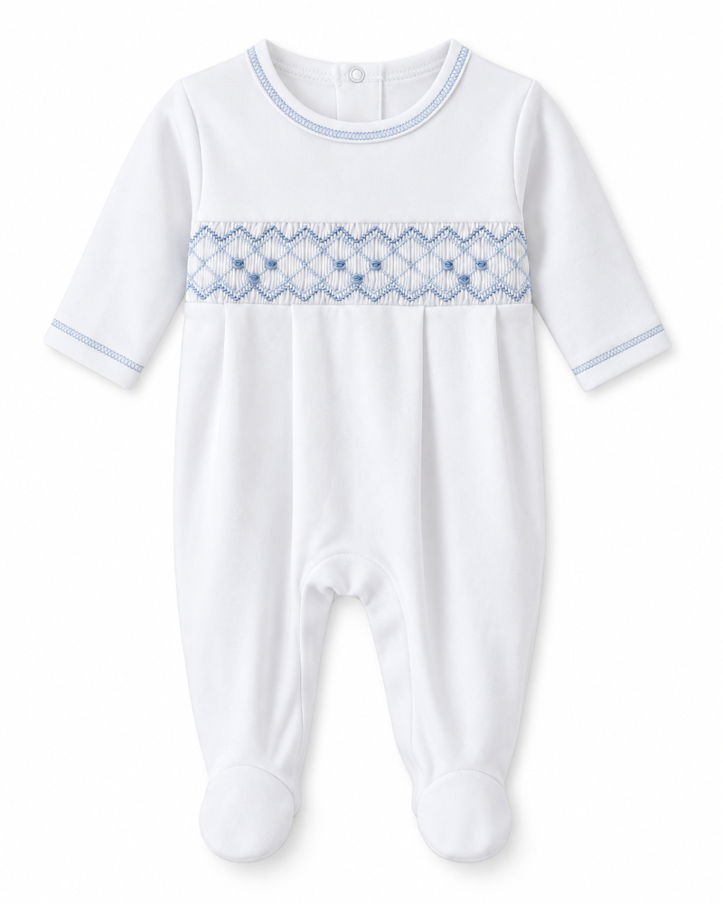 Footie W/ Hand Smk Wht/LtBlue (CLBS26)