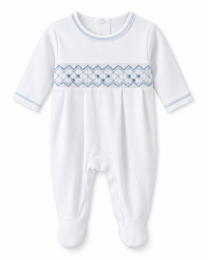 Footie W/ Hand Smk Wht/LtBlue (CLBS26)