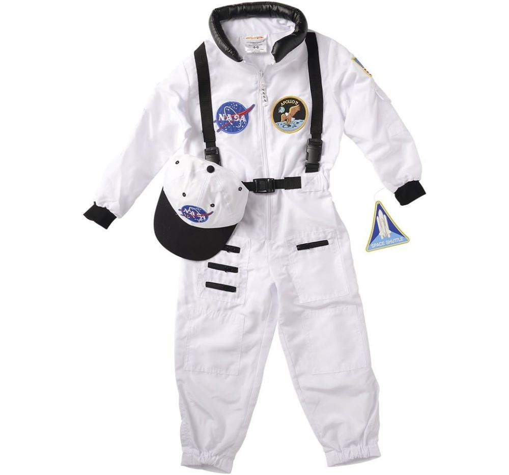 Jr Astronaut Suit White With Embroidered Cap 2-3