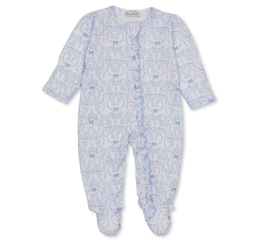 Footie W-Zip Delicate Blooming Bows Lt.Blue