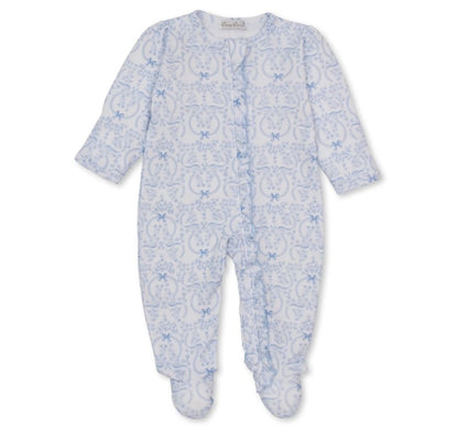 Footie W-Zip Delicate Blooming Bows Lt.Blue