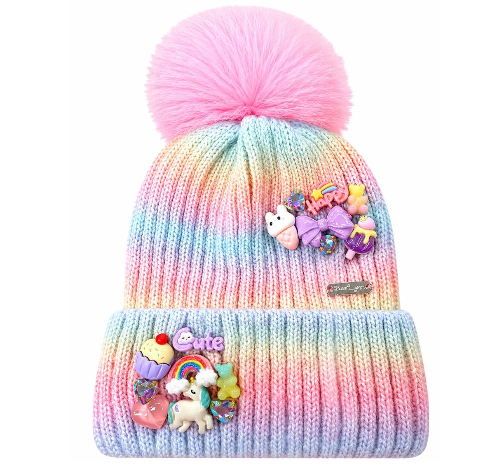 Ombre Charm With Fur Pom Pink