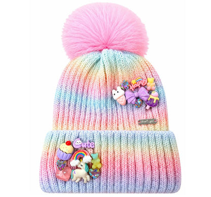 Ombre Charm With Fur Pom Pink
