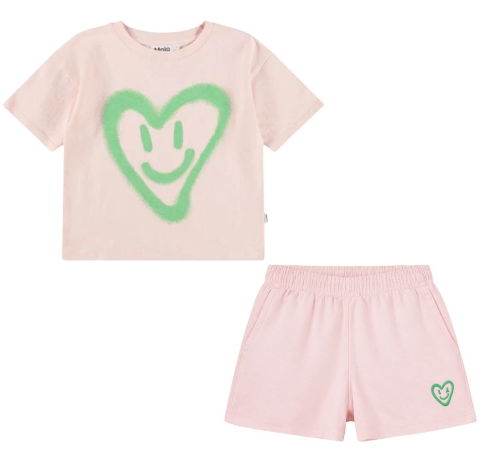 T-Shirt Heart Smile & Shorts Cloud Pink