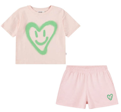 T-Shirt Heart Smile & Shorts Cloud Pink