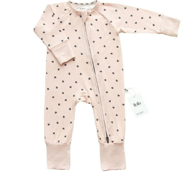 Hearts Bamboo Zippy Romper