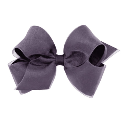 Medium Organza/Gro Overlay Bow Charcoal