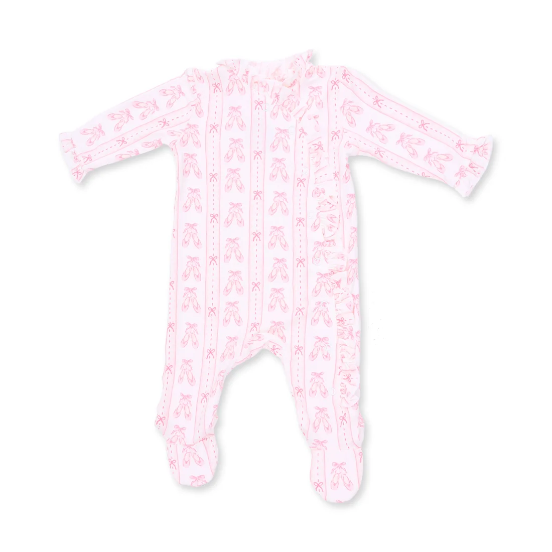 Ballet Shoes Ribbon Stripe Kimono Ruffle Snap Footie