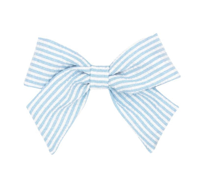 Medium Seersucker Bowtie W/Tails Blue