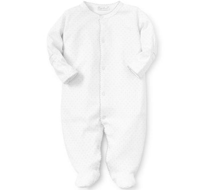 Kissy Dots Print Footie White/Silver