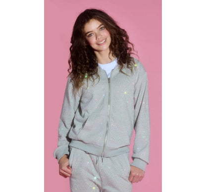 Grey Crystal Hoodie Set