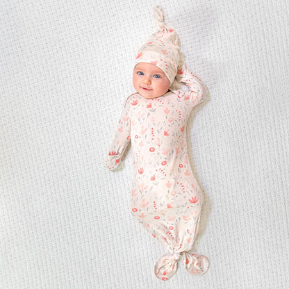 Confort Knit Newborn Gown & Hat Gift Set Pink