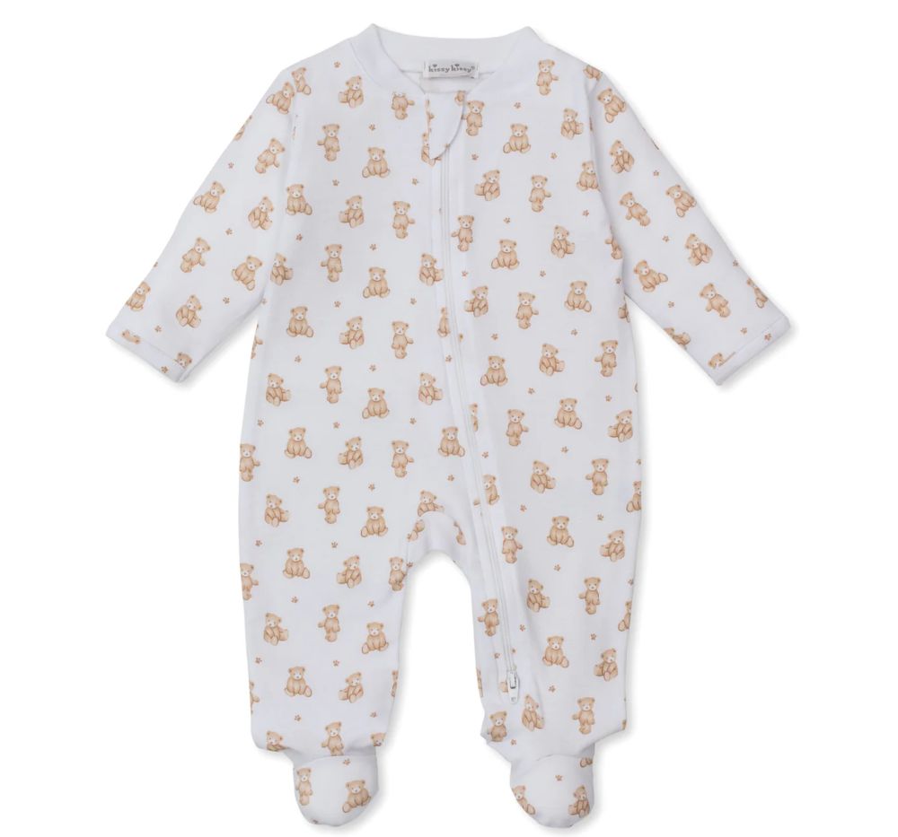 Footie W/Zip Teddy Bears Tan