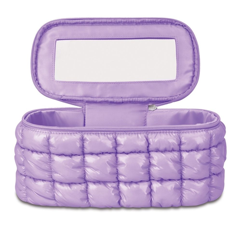 Lavender Shiny Puffer Cosmetic Case