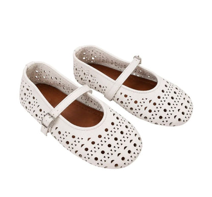 Lily Eyelet Flats White
