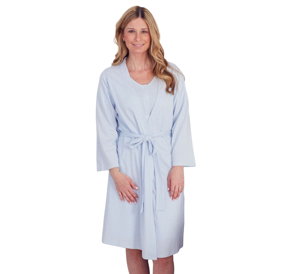 Bata para dormir azul con rayas para adulto -Kissy Kissy
