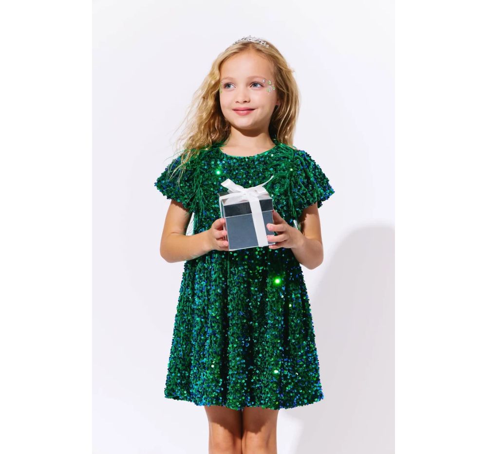 Emerald Shimmer Party Dress