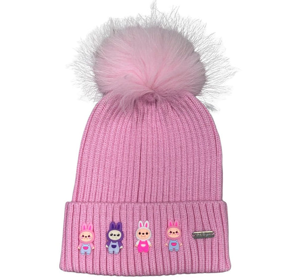 Cuesters Charm Hat With Fur Pom Pink