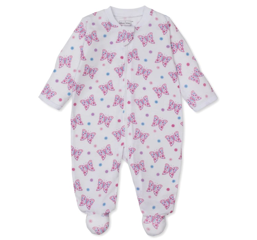 Footie W/Zip Flutterby Flowers