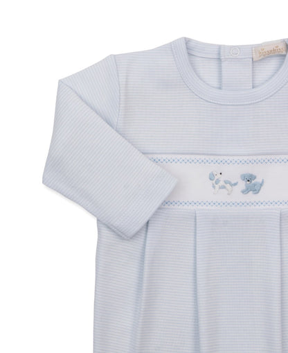 Footie W-Hand Emb Premier Puppy Paws Blue