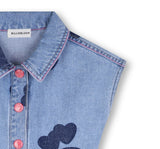 Heart Print Denim Romper