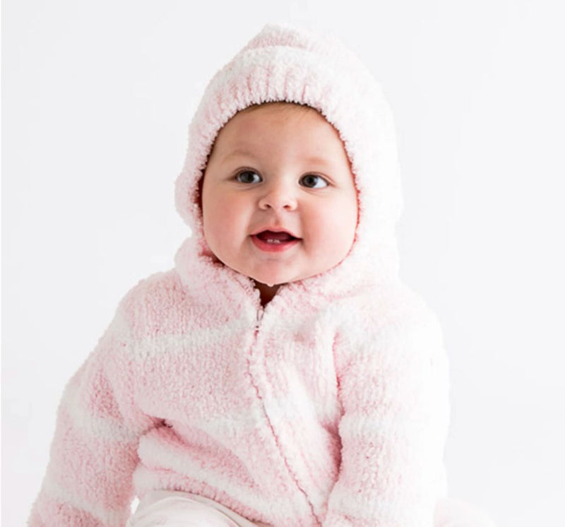 Chenille Hoodie Pink-Ivory