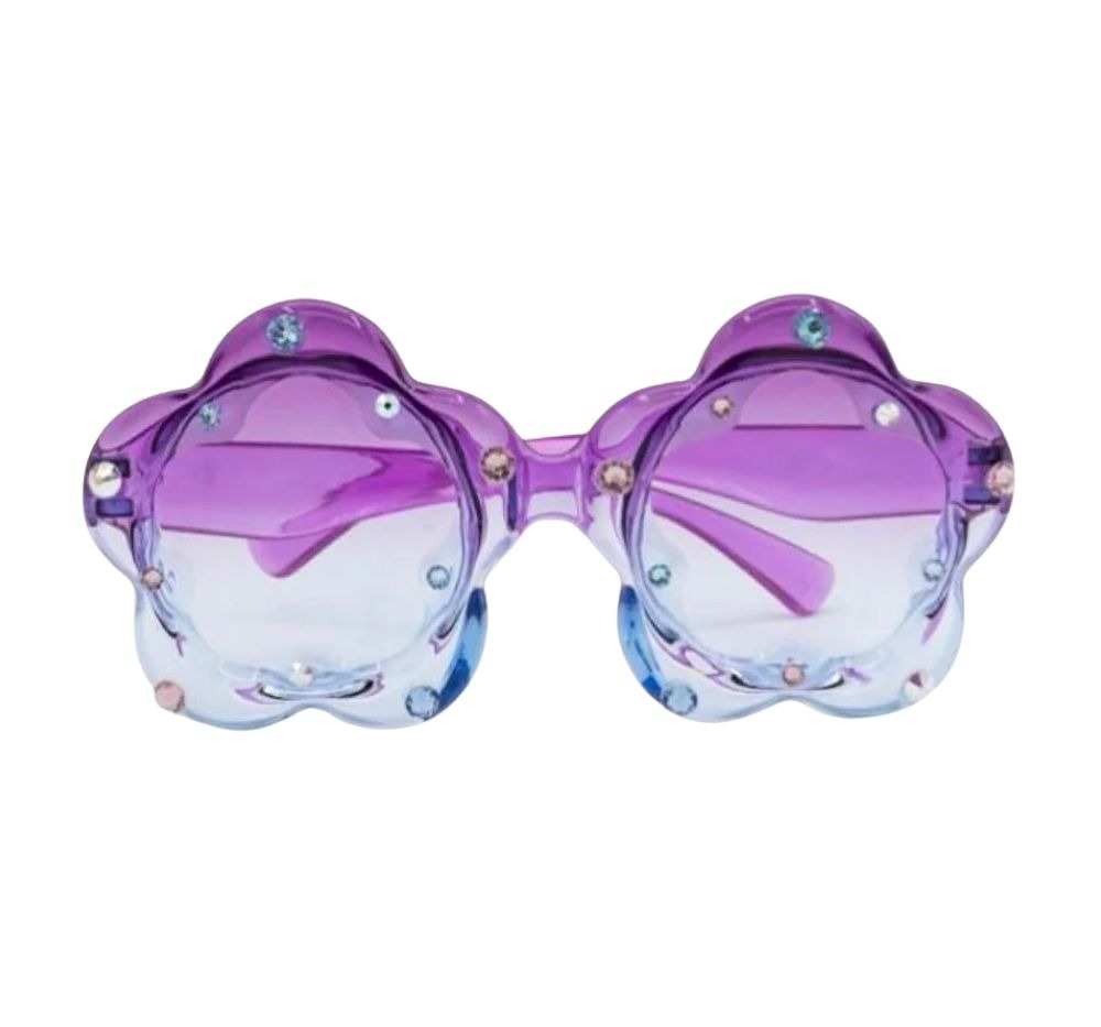 Crystallized Ombre Flower Sunglasses Purple