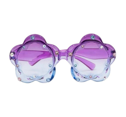 Crystallized Ombre Flower Sunglasses Purple