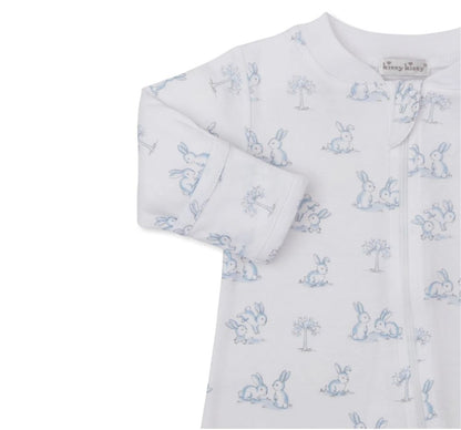Springtime Bunn-Footie w/ Zip PRT Light Blue