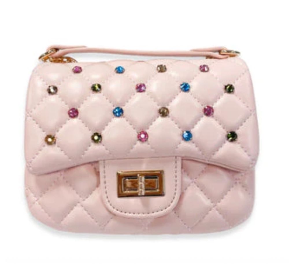 Colorful Gems Quilted Purse Pink